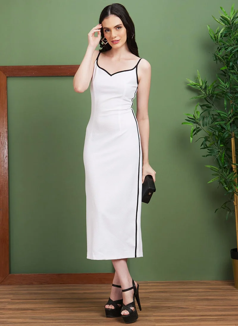 globus Globus Women White Sweetheart Neck Slim Fit Bodycon Strappy Maxi Party Dress
